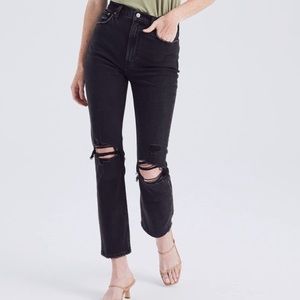 Abercrombie & Fitch Ultra High Rise Ankle Straight Jeans in Black